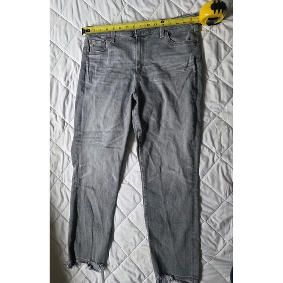 AG-ED Denim Mari Crop High Rise Slim Straight Gray Jeans Women's 33R - Picture 5 of 14